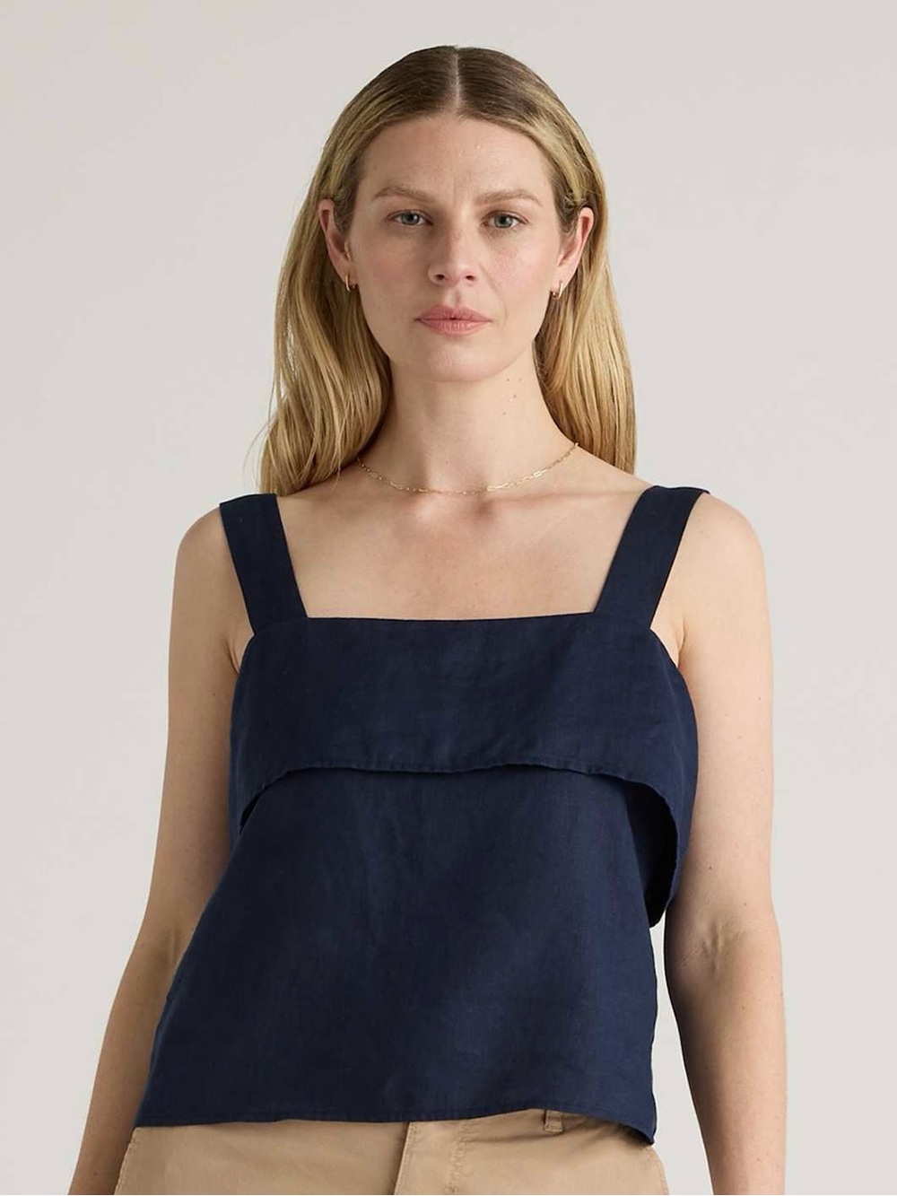Quince European Linen Square Neck Tank Top